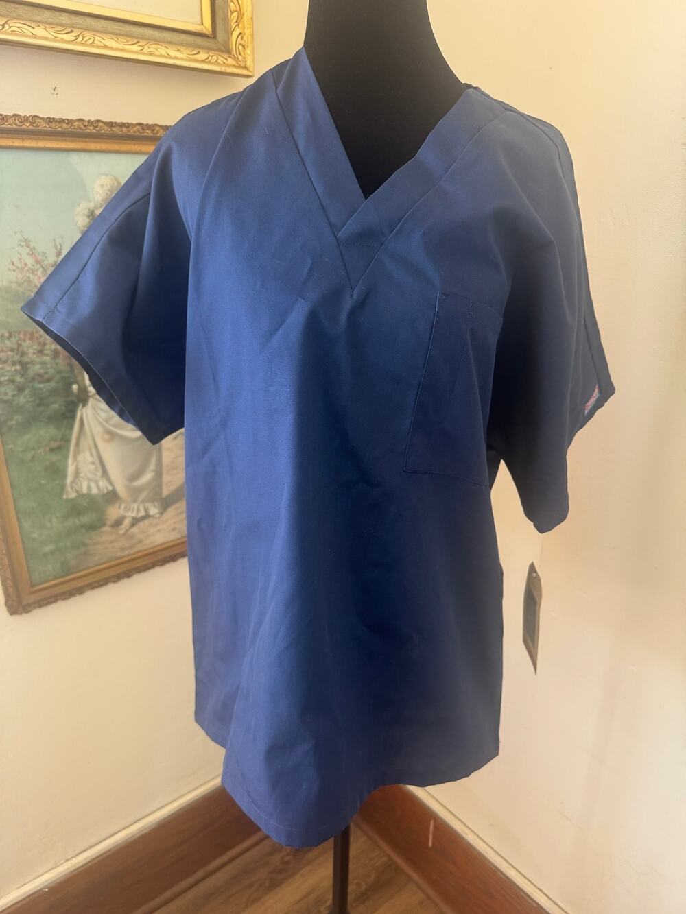 NWT Cherokee Workwear Originals Unisex Scrub Top Navy Small